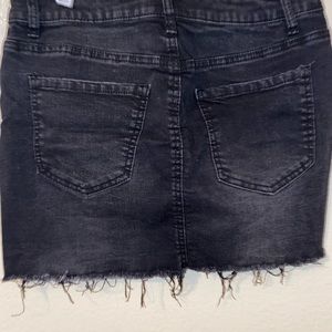 Black Distressed Denim Skirt